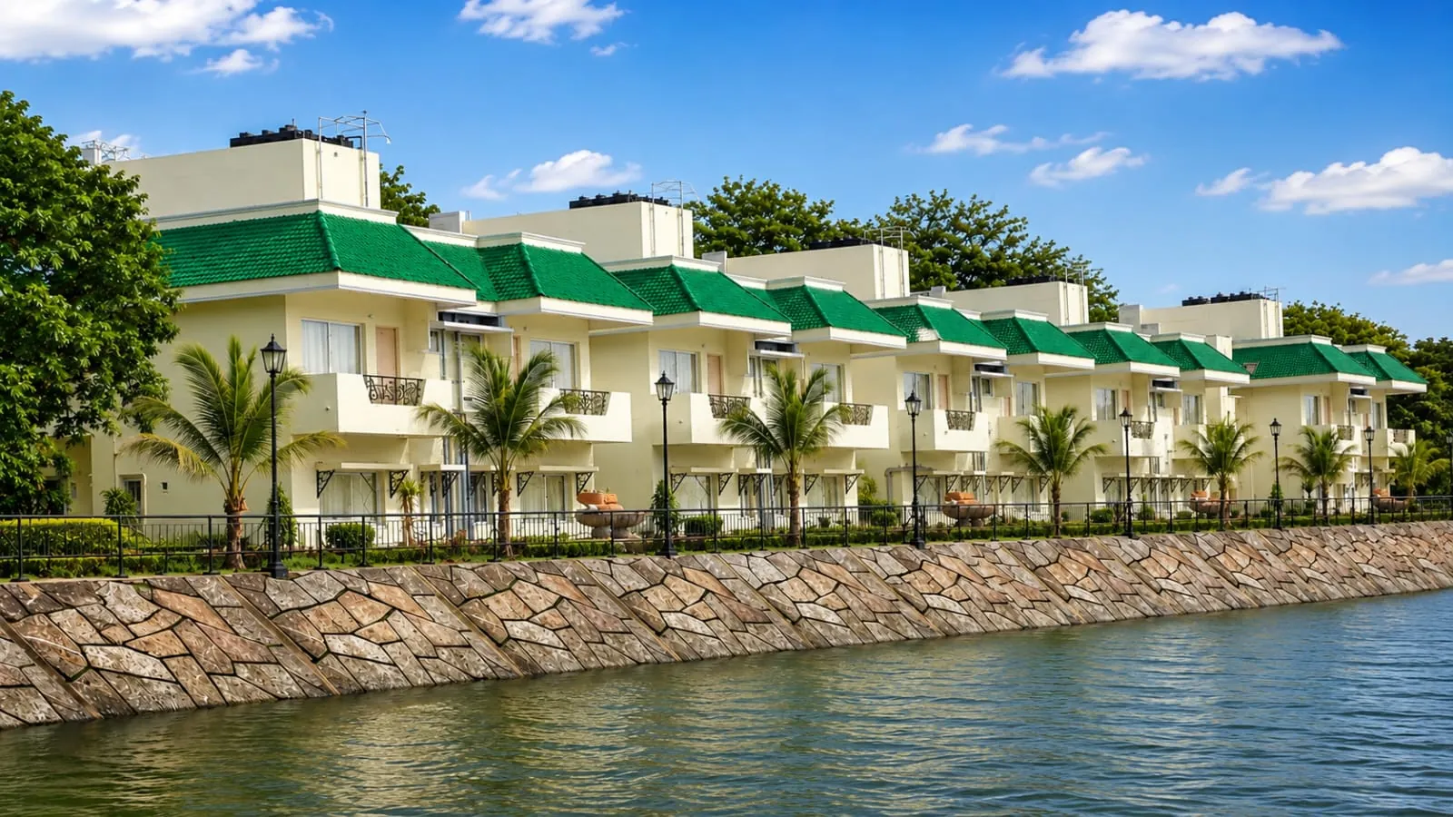 River Bay Resorts riverfront cottages overlooking the Godavari